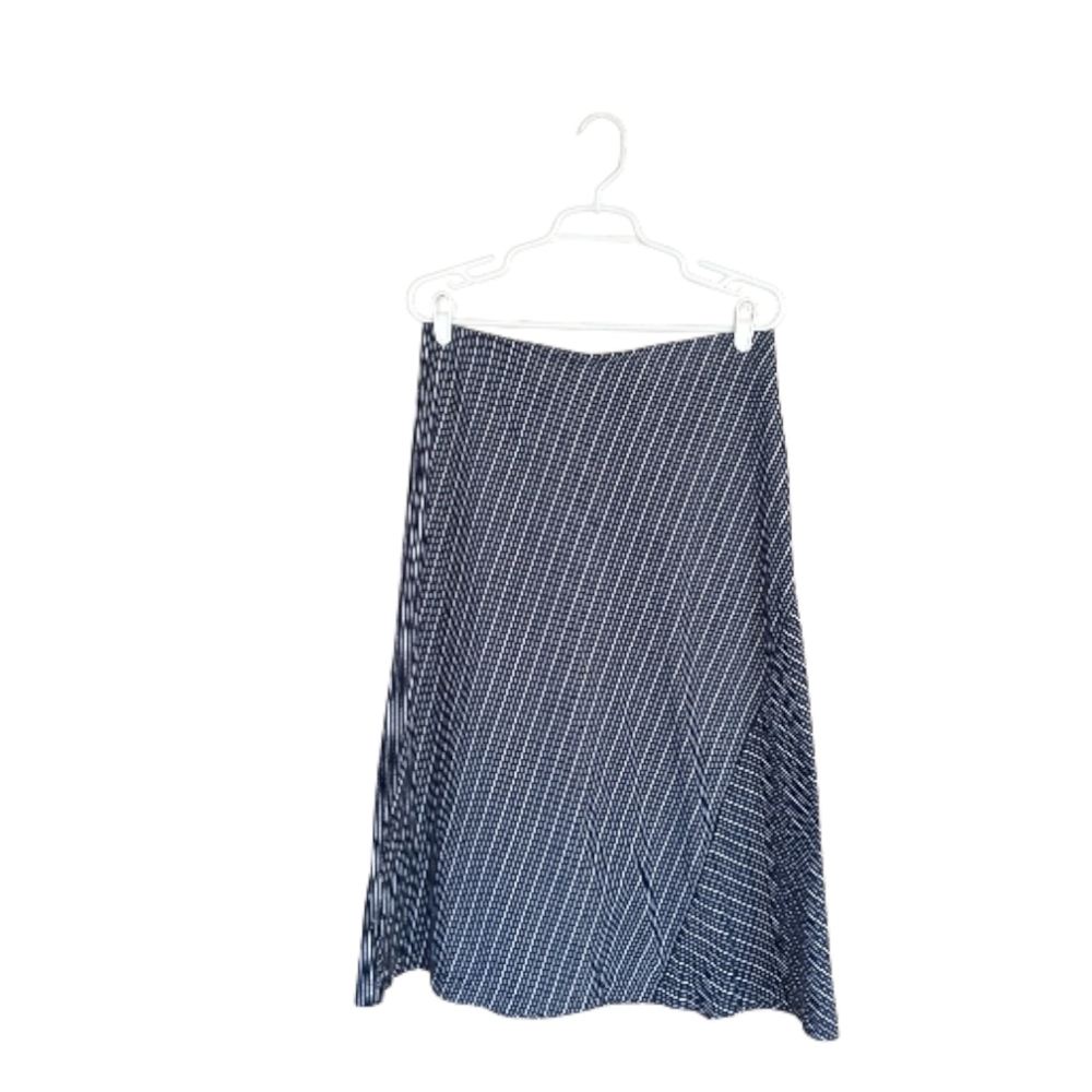J. Jill Navy Striped A Line Pima Cotton Midi Skirt Size SP